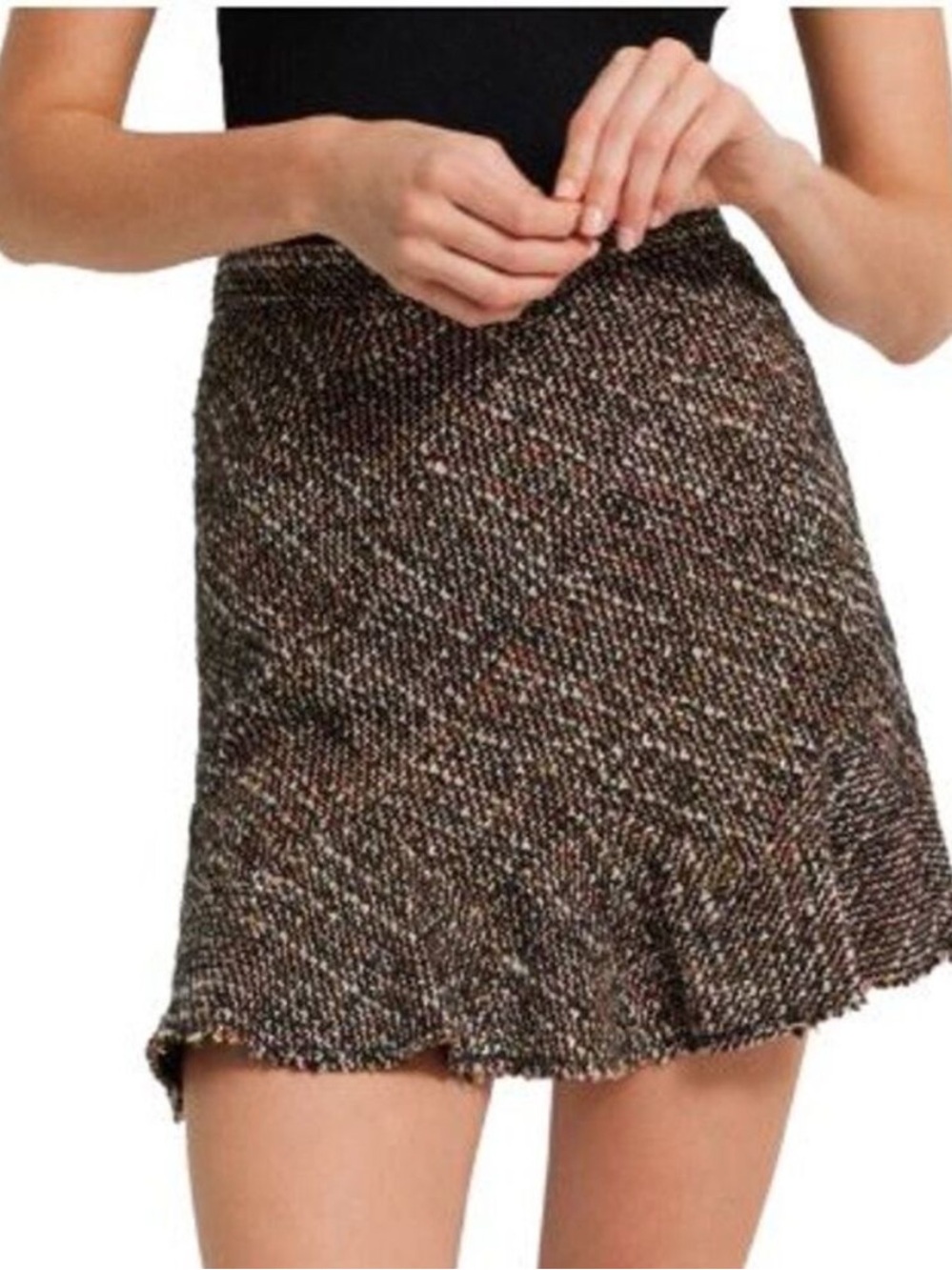 NWT Theory Green Multi Autumn Tweed Diagonal Mini Skirt Size 0 Retail $295